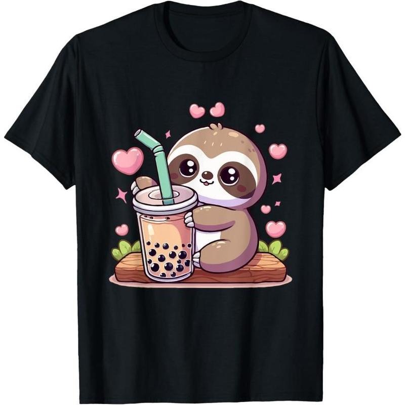 Cute Sloth Boba Bubble Milk Tea Kawaii men Sloth T-Shirt Made in USA Hoodie, Sweatshirt | DripVista.com