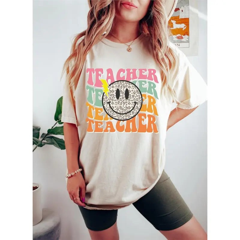 Cute Smile Face Teacher Shirt, Teacher Appreciation, Back to School Shirt, Elementary School Teacher Shirt, New Teacher...