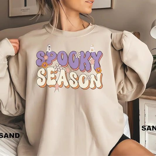 Cute Spooky Season sweatshirt,Cute Halloween Tee,Fall Halloween Sweatshirt,Spooky Season Apparel,Halloween Outfit for Women Men,Cute Fall Sweater