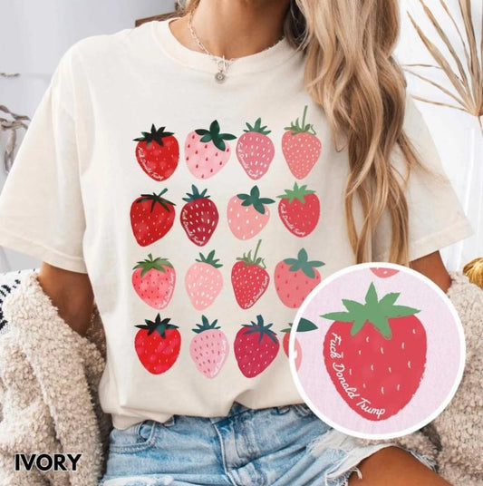 Cute Strawberry T-Shirt, Subtle AT Shirt,, Floral Feminist Comfort Colors T-Shirt, Resist Shirt, Strawberry Feminist Shirt