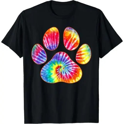 Cute Tie Dye Paw Print Pet Owner Paw Print Tie Dye Dog Lover T-Shirt Made in USA Hoodie, Sweatshirt | DripVista.com