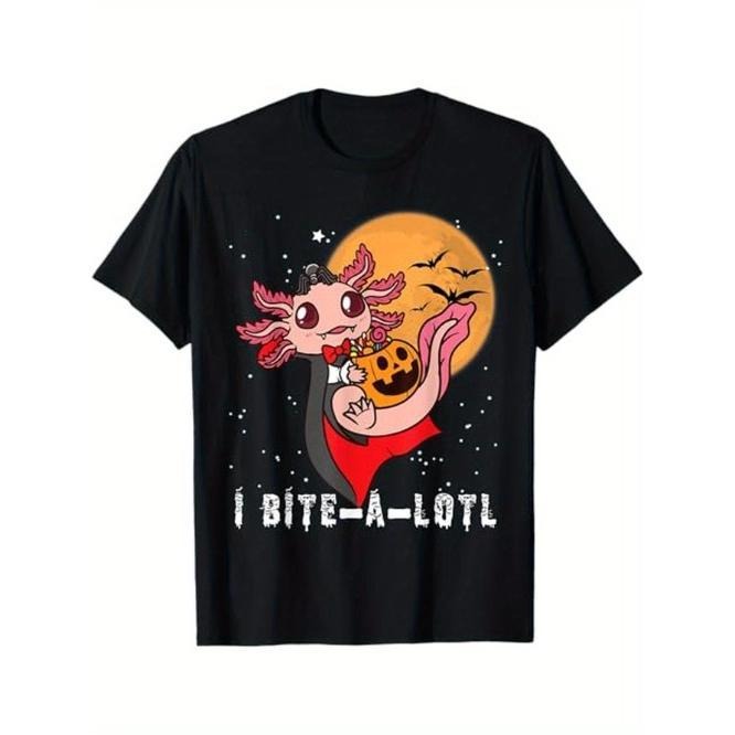 Cute Vampire I Bite-A-Lotl Halloween Axolotl T-Shirt, Halloween Thanksgiving Christmas Gift for Men Dad Mom Friends Made...