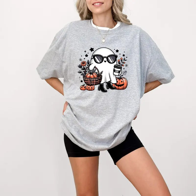 Cute ghost T-Shirt, Halloween T-Shirt, Coffee T-Shirt, Bougie T-Shirt, Bougie Ghost, Halloween T shirt  Trending Halloween T-Shirt,  Ghost Coffee Halloween Fall Pumpkin T-Shirt