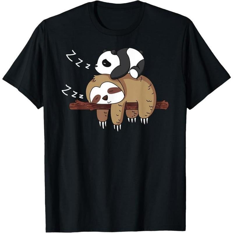 Cute panda sleeping on sloth design sloth T-Shirt Made in USA Hoodie, Sweatshirt | DripVista.com