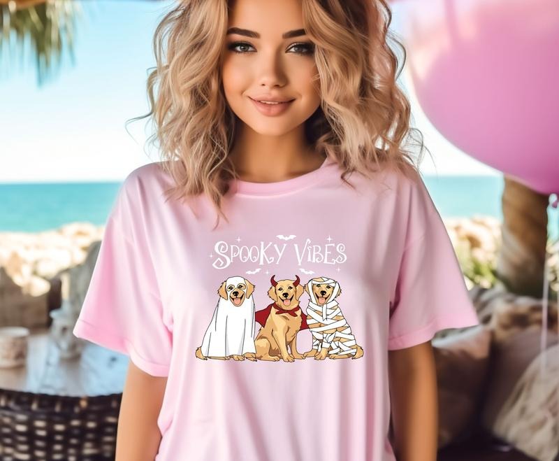 Cute spooky vibes halloween dogs Custom Colors Tee shirt Hoodie, Sweatshirt | DripVista.com