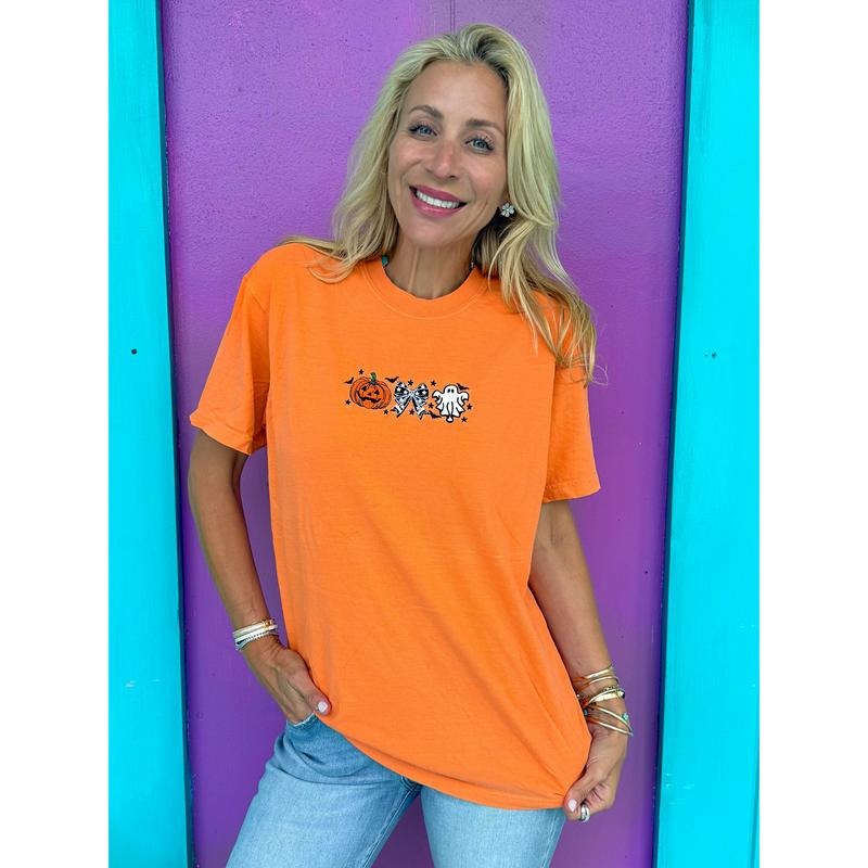 Cutesy Spooky Bows Embroidered Tee