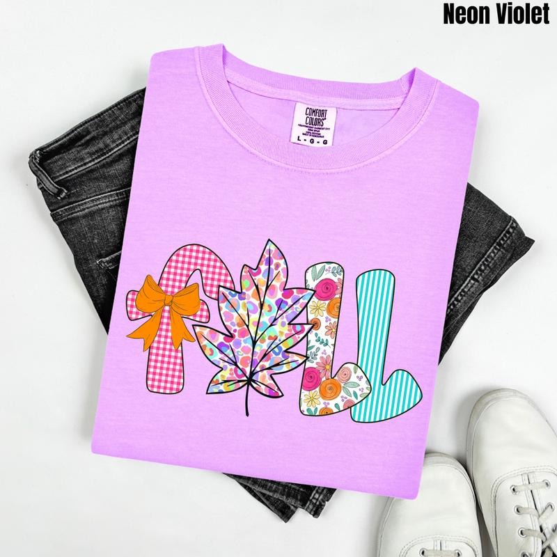 Cutie Fall Patterns Comfort Colors T-Shirt 'NLB' Hoodie, Sweatshirt | DripVista.com
