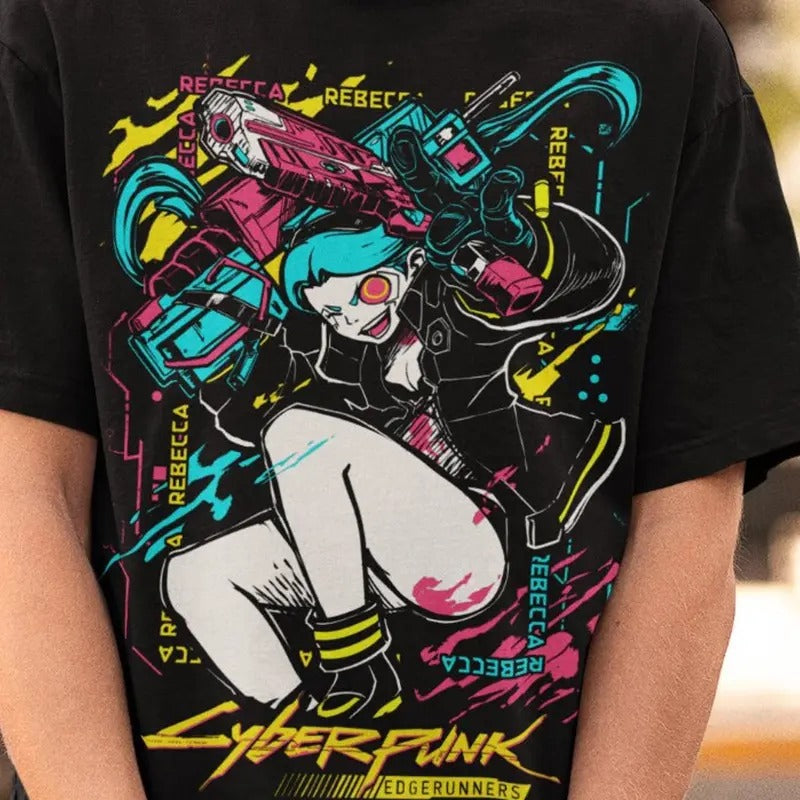 Cyberpunk Edgerunners shirt, Edge runners DAVID & LUCY neon shirt, Cyberpunk Edgerunners Rebecca, Cyberpunk Shirt, Cyberpunk Edgerunners