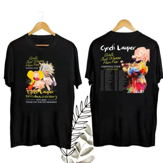 Cyndi Lauper Girl Just Wanna Have Fun Farewell Tour 2024 Concert T-Shirt, Cyndi Lauper Fan Gifts