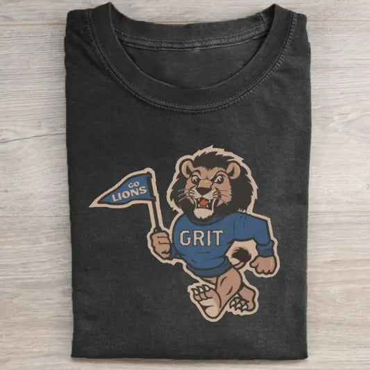 D.e.t.r.o.i.t Football Grit M.a.s.c.ot Unisex T-shirt, Breathable Soft Cotton, Casual Round Neck, Regular Fit, All-Season