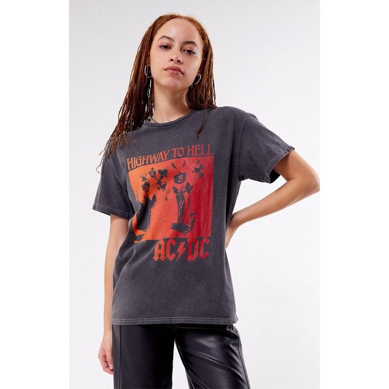 Daisy Street Women's AC/DC Gradient Washed T-Shirt Hoodie, Sweatshirt | DripVista.com