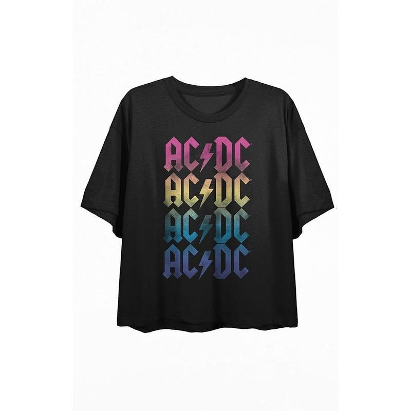 PacSun Women's AC/DC Logo Cropped T-Shirt Hoodie, Sweatshirt | DripVista.com