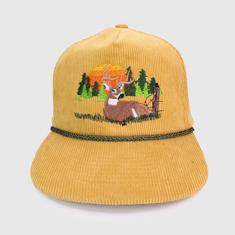 DEER SCENE Corduroy SnapBack with Rope Cap Hat Custom Embroidery T-Shirts, Hoodie, Sweatshirt | DripVista.com