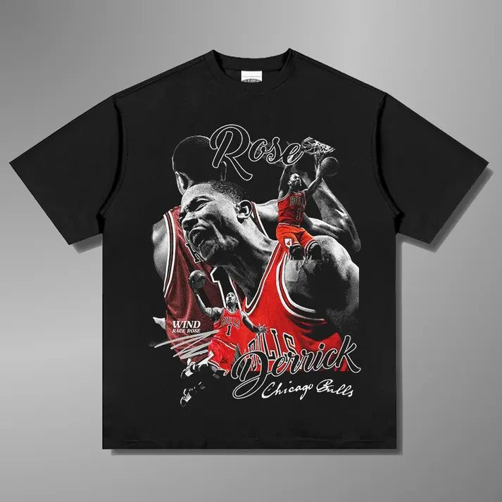 DERRICK ROSE TEE V2 Print Short Sleeve T-shirt Gift Fan Fabric Menswear Top Vintage