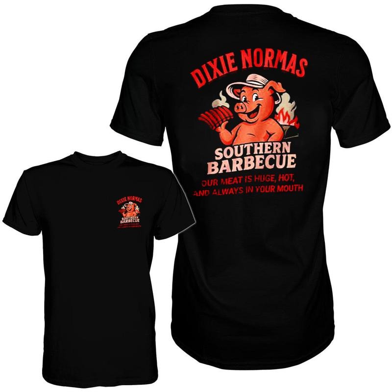 DIXIE NORMAS SOUTHERN BBQ Funny T-Shirt - Summer Wear 100% Cotton Tee for Men Made in USA Comfortable & Durable Design