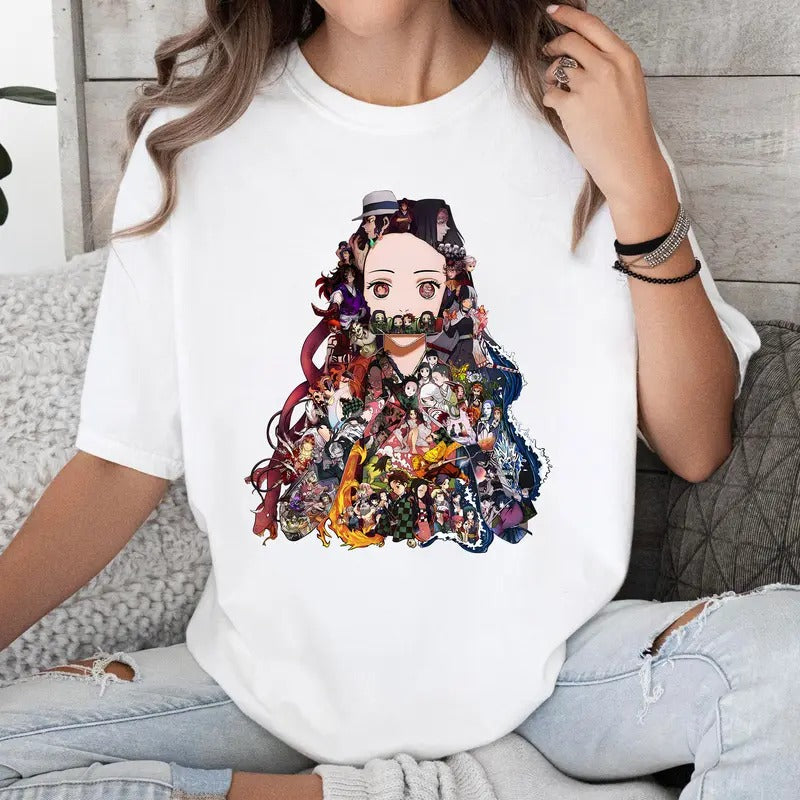 DM Kamado Nezuko Character Shirt Crewneck Hoodie Comfort Cotton Sweatshirt | DripVista.com
