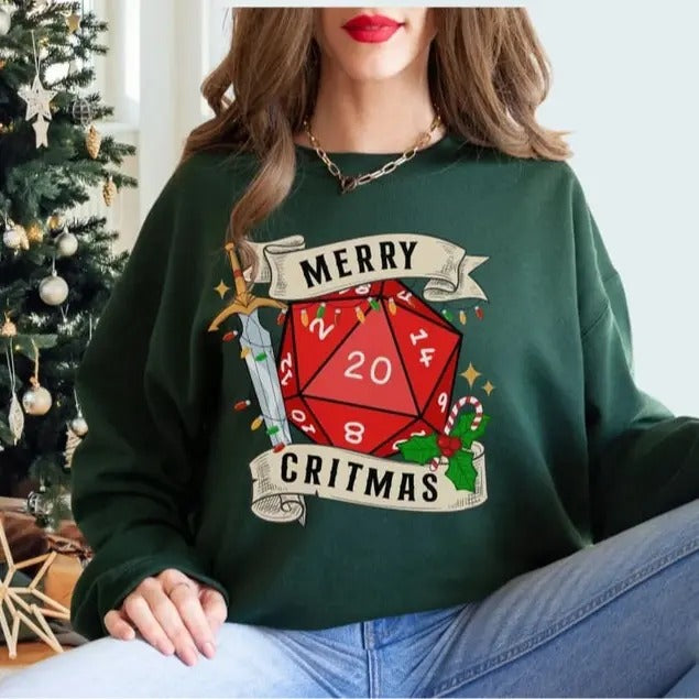 DND CHRISTMAS SWEATSHIRT, Dnd christmas sweater, Christmas dice, D&d Christmas Sweatshirt, Christmas D20 Sweatshirt,...