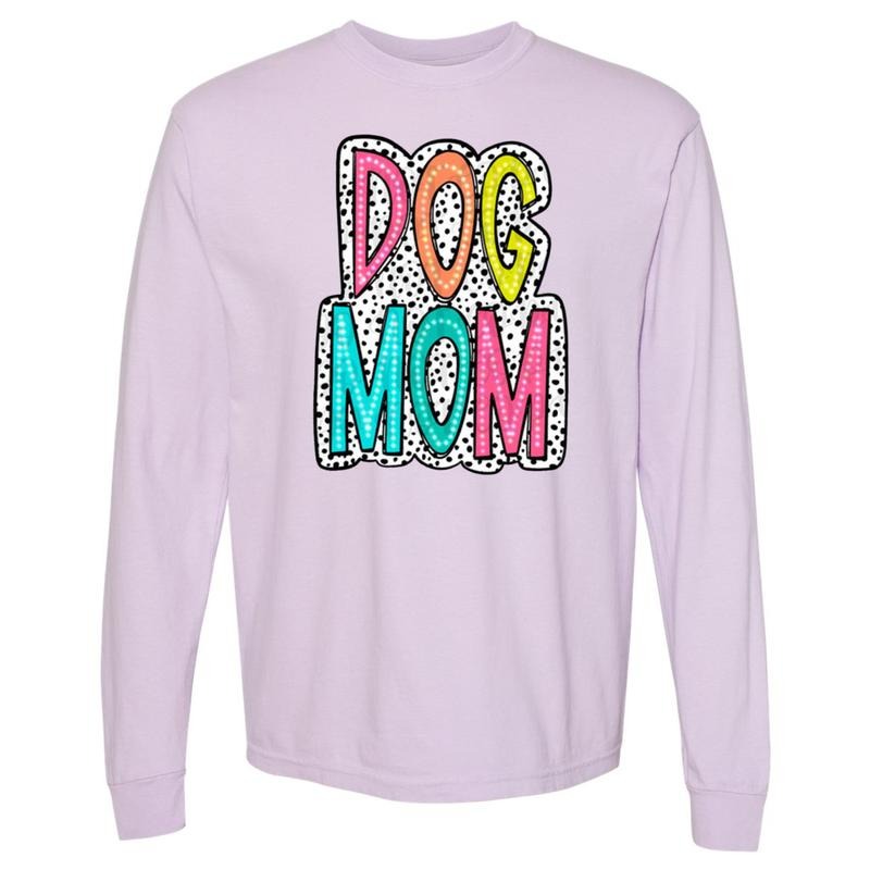 DOG MOM Neon Spotted LONG SLEEVE Comfort Colors T-Shirt