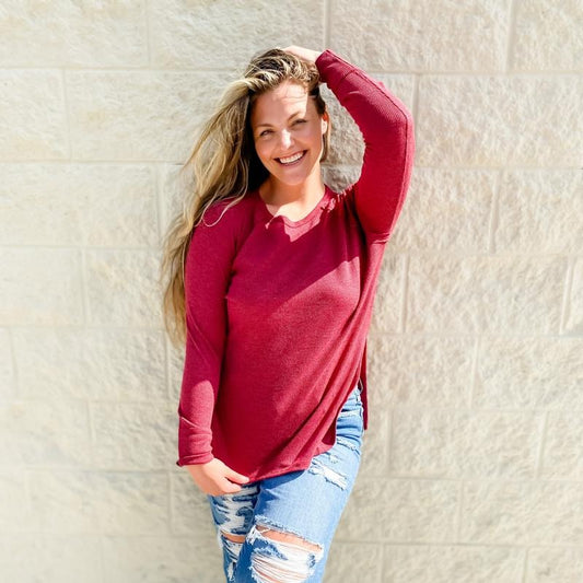 DOORBUSTER - A Little Preoccupied Waffle Knit Top