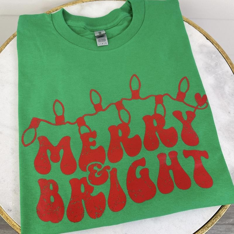 DOORBUSTER - Merry& Bright Christmas Lights T-Shirt *Final Sale*