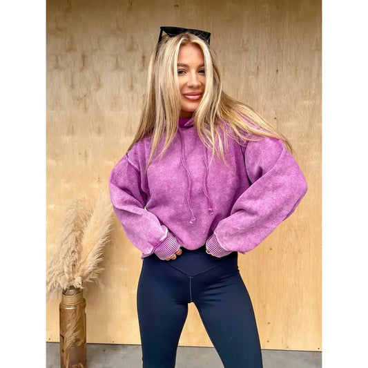 DOORBUSTER - Tone It Down Light Plum Cropped Hoodie