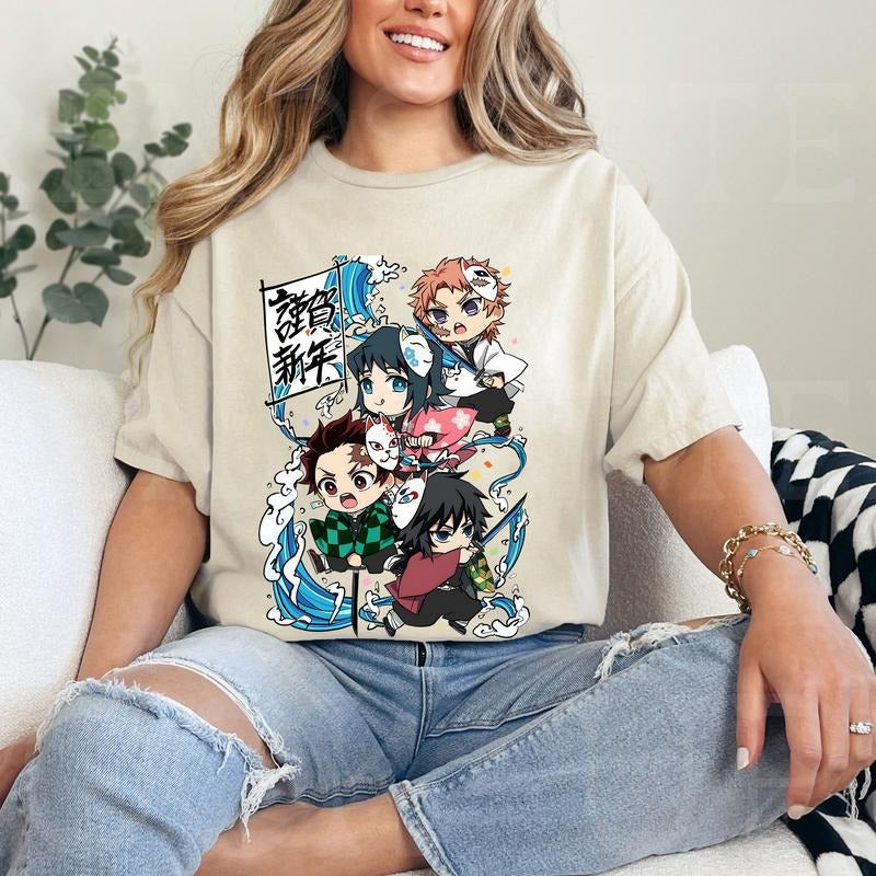 DS Tanjiro Giyu Sabito Makomo Tshirt Crewneck Hoodie Comfort Cotton Sweatshirt | DripVista.com