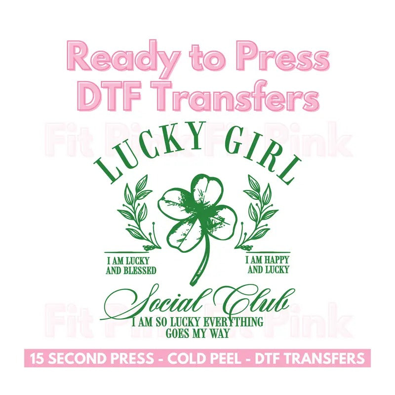 DTF Transfer Only - Lucky Girl Social Club 10.5" w x 11" h
