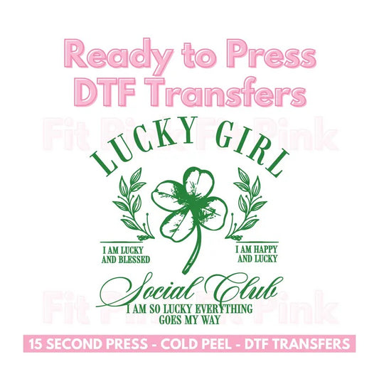 DTF Transfer Only - Lucky Girl Social Club 10.5" w x 11" h