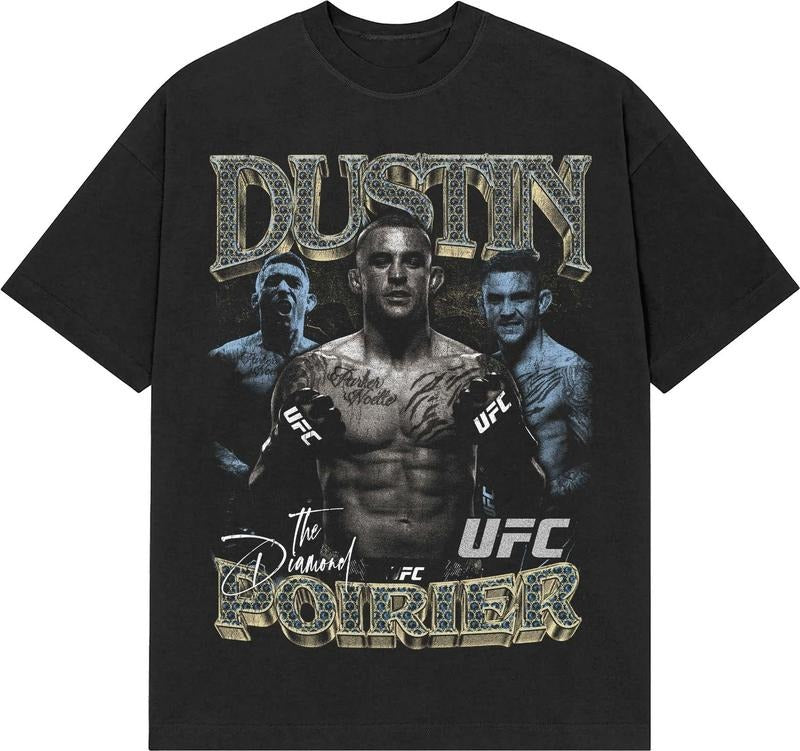 DUSTIN POIRIER TEE, Poirier Boxing T-shirt, Poirier Boxer Tee, Dustin Poirier Sports Shirt, UFC Sports Shirt, UFC Sport Gym Athletics Outdoors Menswear Cotton Crewneck Clothes