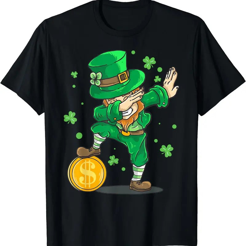 Dabbing Leprechaun St Patricks Day Shirt Men Boy Funny T-Shirt | Unisex Cotton Tee, Short Sleeve, Crewneck, Size S-5XL