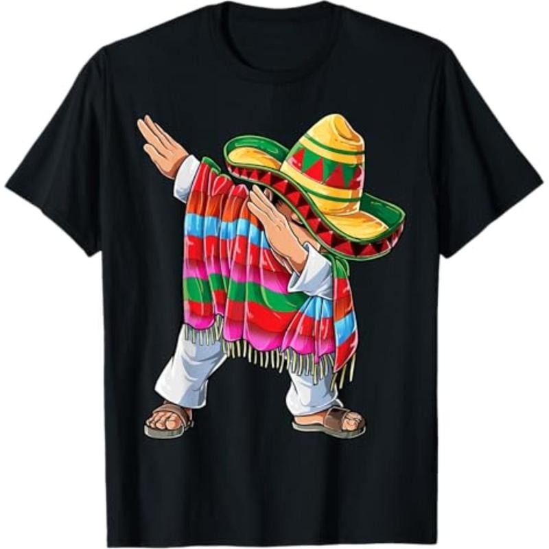 Dabbing Mexican Poncho Cinco Breathing styles Mayo Boys Men Short Sleeve Sombrero Dab T-Shirt Hoodie, Sweatshirt