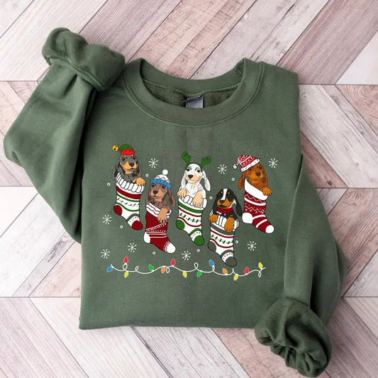 Dachshund Christmas Sweatshirt, Christmas Dog Tshirt, Xmas Dachshund Sweater, Christmas Gift For Dachshund Mom, Dog Lover Christmas Tshirt