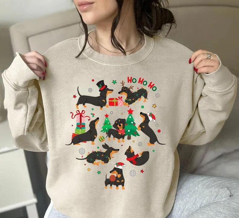 Dachshund Christmas Sweatshirt, Dachshund Xmas Sweater, Christmas Dog Shirt, Xmas Dachshund Tee, Christmas Gift For Dog Lover