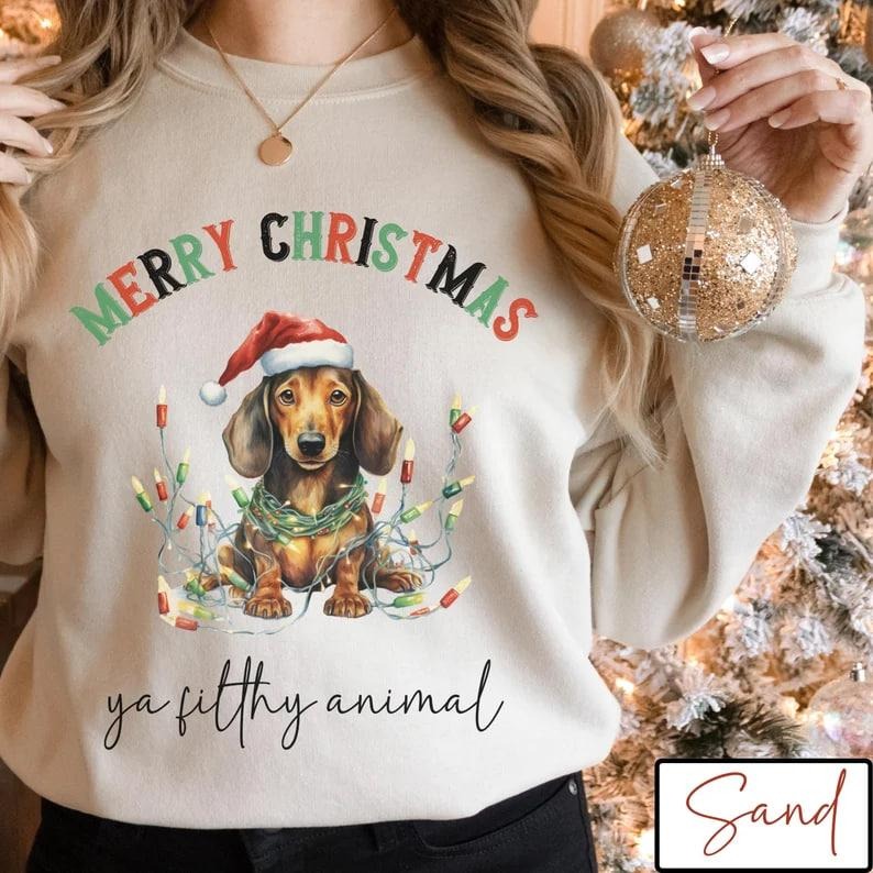 Dachshund Christmas Sweatshirt, Dog Lover Gift, Holiday Sweaters, Christmas Dachshund Shirt, Christmas Crewneck, Dog Mom...