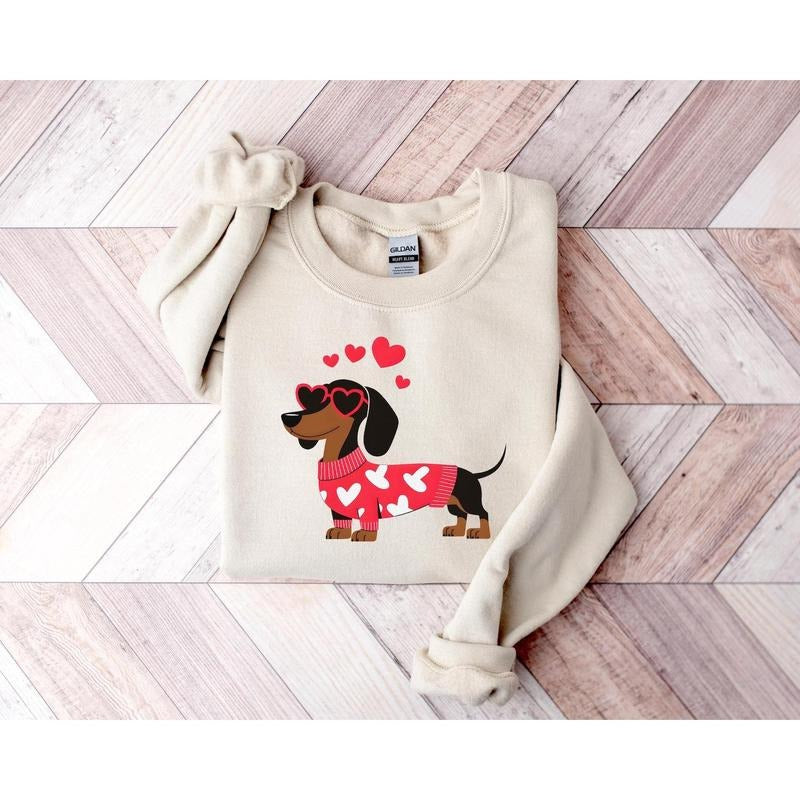 Dachshund Valentines Day Sweatshirt, Dachshund Sweatshirt, doxie shirt, long haired dachshund, dachshund mom, dachshund gift, dachshund