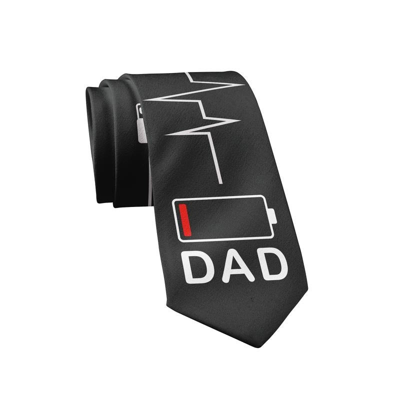 Dad Battery Low Necktie Funny Ties Hilarious Dad Tie Novelty Neckties for Men Funny Ties