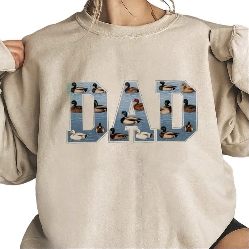 Dad Duck Sweatshirt Hunting Season 2025 Western Hunter Dad Trendy T-Shirt Hoodie Cotton Womenswear | DripVista.com