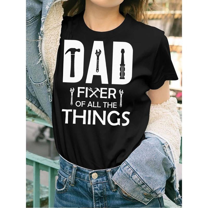Dad Fixer FOG Spiky hair fighters Things Tools Dad Jokes Fars Day Funny Women'WB shield Short Sleeve T-shirt black style...