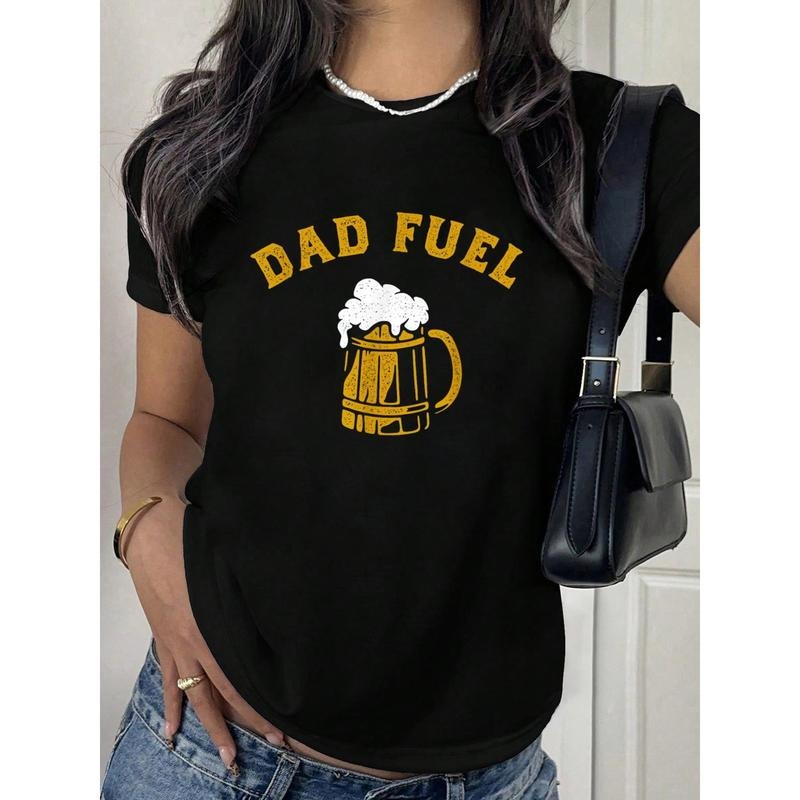 Dad Fuel, Funny Dad Drinking Beer, Funny TNF Day T-Shirt Print T-Shirt Casual Crew Neck Short Sleeve Comfort Tee Top For...
