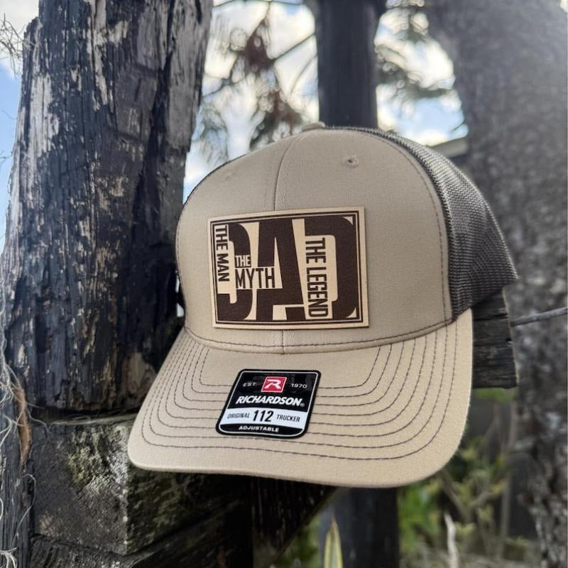 Dad Leather Patch Hat, Richardson 112 Trucker Cap for Men,  The Man The Myth The Legend Hat, Gift for Dad T-Shirts,...
