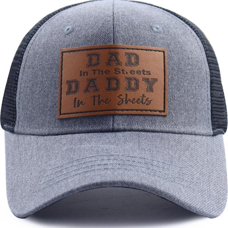 Dad in The Street Daddy in The Sheets Trucker Hat for Men, Funny Cotton Daddy Leather Patch Baseball Cap T-Shirts,...
