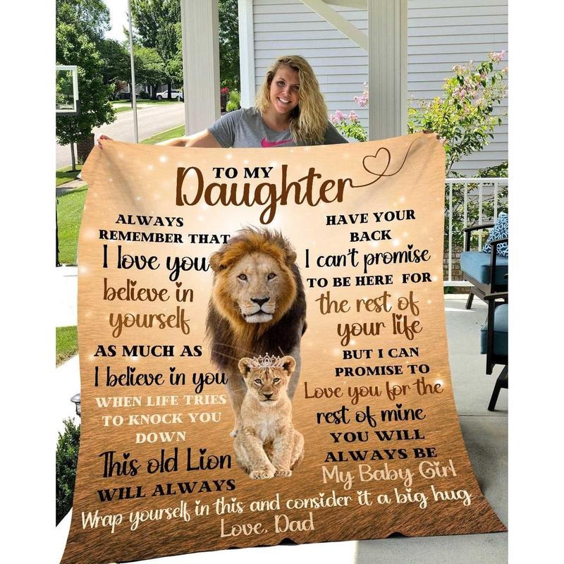 Dad to Daughter Gift, Gift For Daughter from Dad, Lions Glow Blanket Keepsake,  Plush Blanket, Daughter Christmas gift, Daughter Birthday