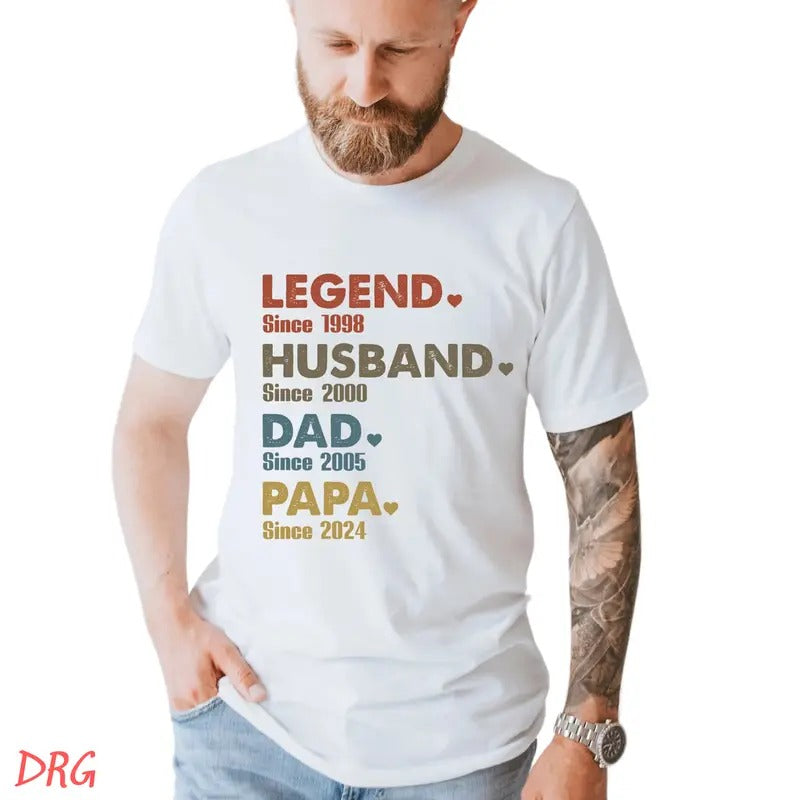 Dad with Years Shirt DRG, Papa With Year DRG, Gift For Husband DRG Father's Day Gift DRG, Legend Husband Dad Papa Shirt, The Legend Dad,