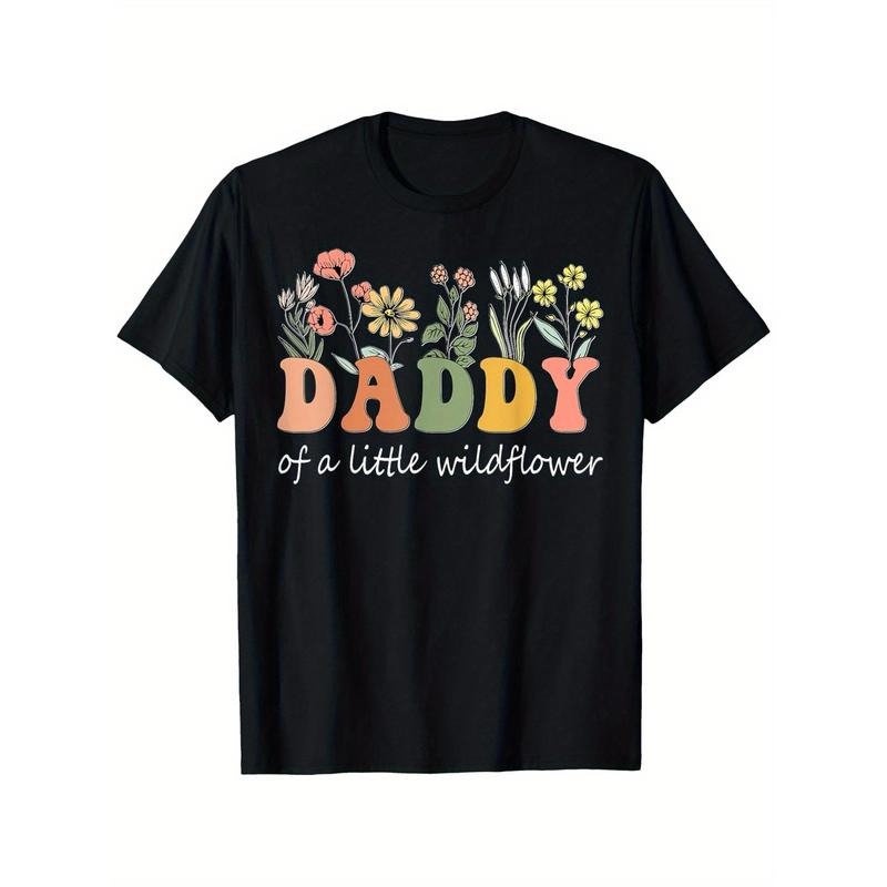 Daddy FOG WB shield Little Wildflower Family Matching T-Shirt, 100% Cotton, Single Side Printed, Black Short Sleeve...