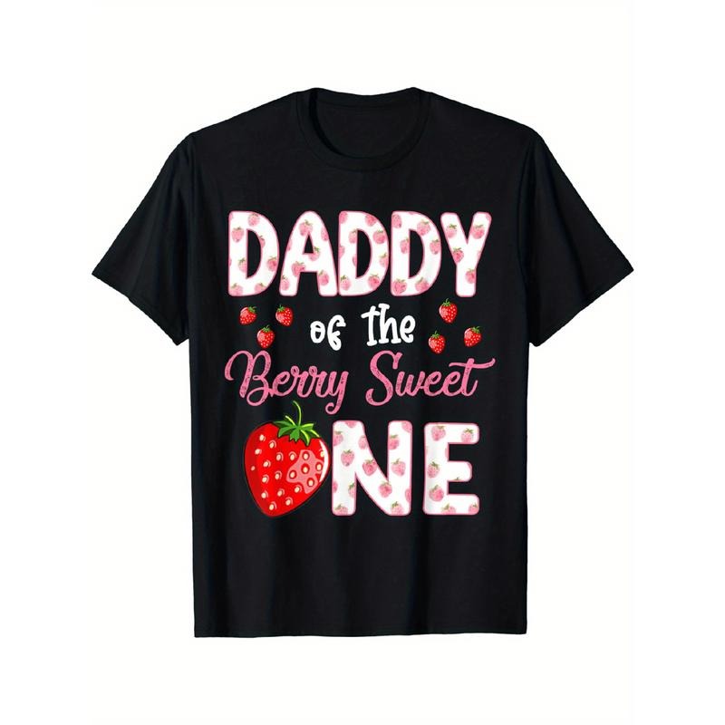 Daddy of the Berry Sweet One" Strawberry First Birthday T-Shirt