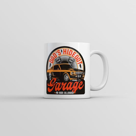 Dads Hideout Garage Mug Funny Mechanic Graphic Coffee Cup-11oz Funny Coffee Mugs Ceramic Printed Drinkware Cup