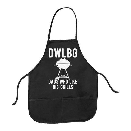 Dads Who Like Big Grills Cookout Apron Funny Father's Day Backyard Bar-B-Que Graphic Novelty Smock Funny Aprons Dad Joke Apron Funny Food Cover Novelty Cooking Aprons for Men Black
