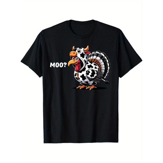 Daily wear men's crew neck T-shirt, men's funny Thanksgiving Turkey graphic T-shirt made in usa