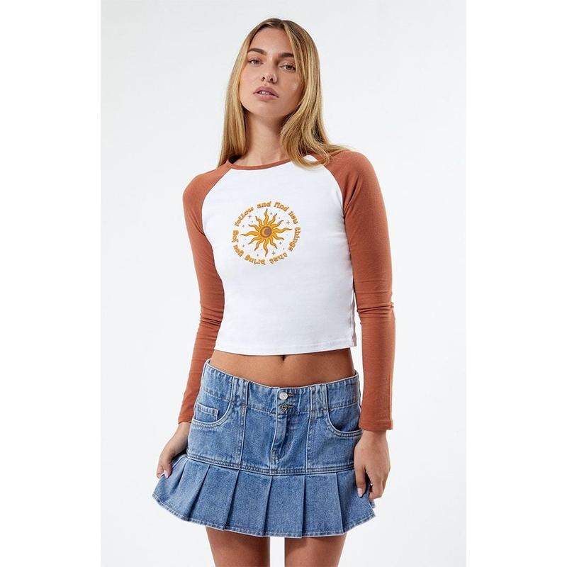 Daisy Street Women's Contrast Sleeve Raglan T-Shirt Hoodie, Sweatshirt | DripVista.com