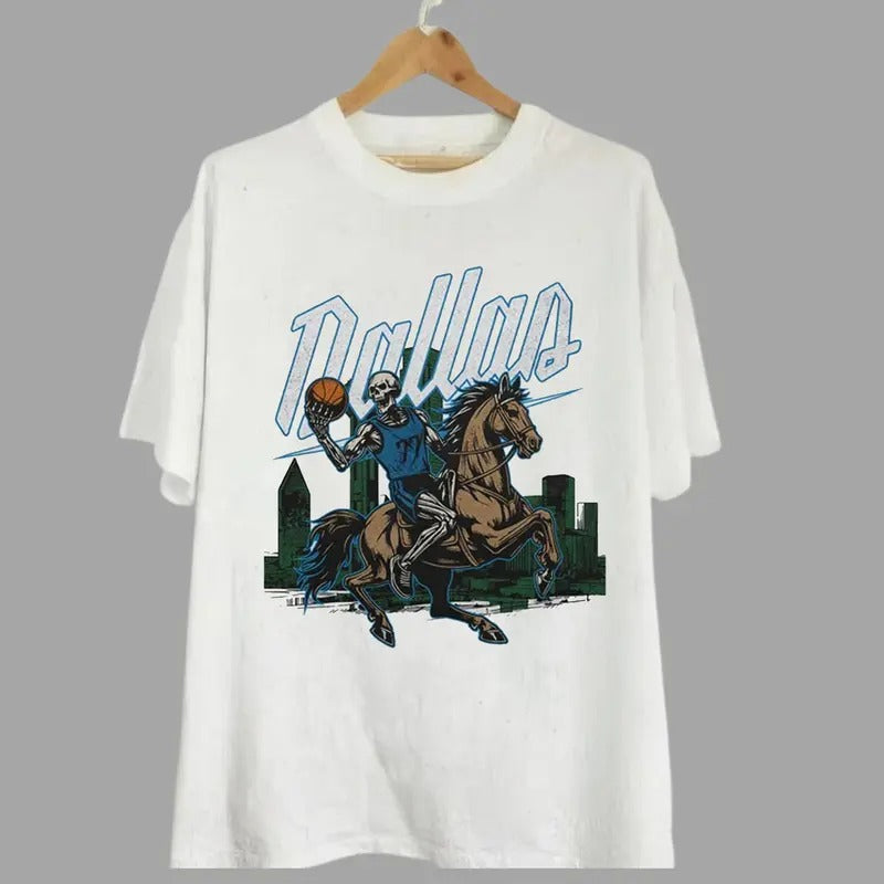 Dallas Basketball Unisex Classic T-Shirt, Basketball Sweatshirt Hoodie Cubs Shirt, Skeleton Basketball Shirt, Merch Tee, Gift Shirt, Vintage Shirt